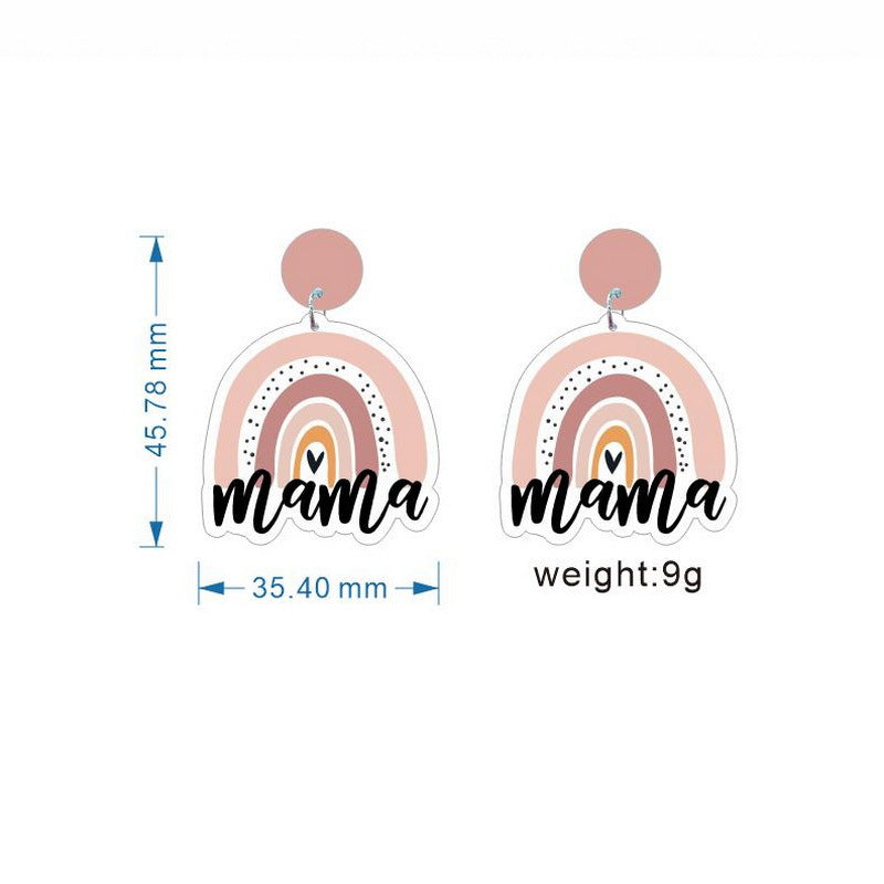 Holiday Mother's Day Acrylic Mother Rainbow Earrings