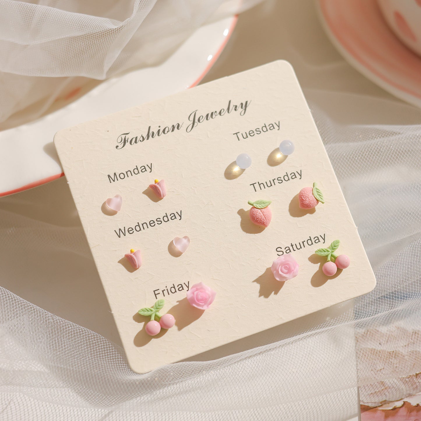 Female Pink Biological Porcelain Pin Ear Sensitive Skin Essential Stud Earrings