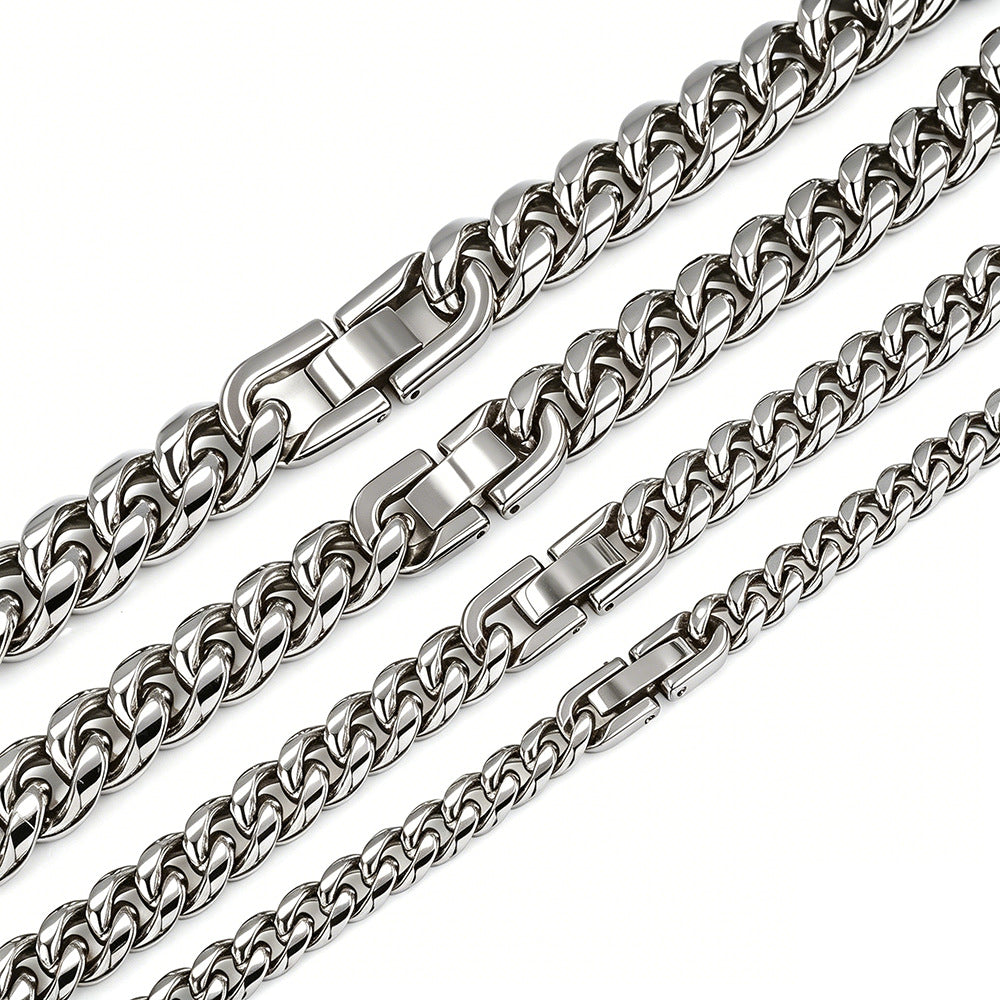 Men's Link Chain Stainless Buckle Round Grinding Domineering Necklaces