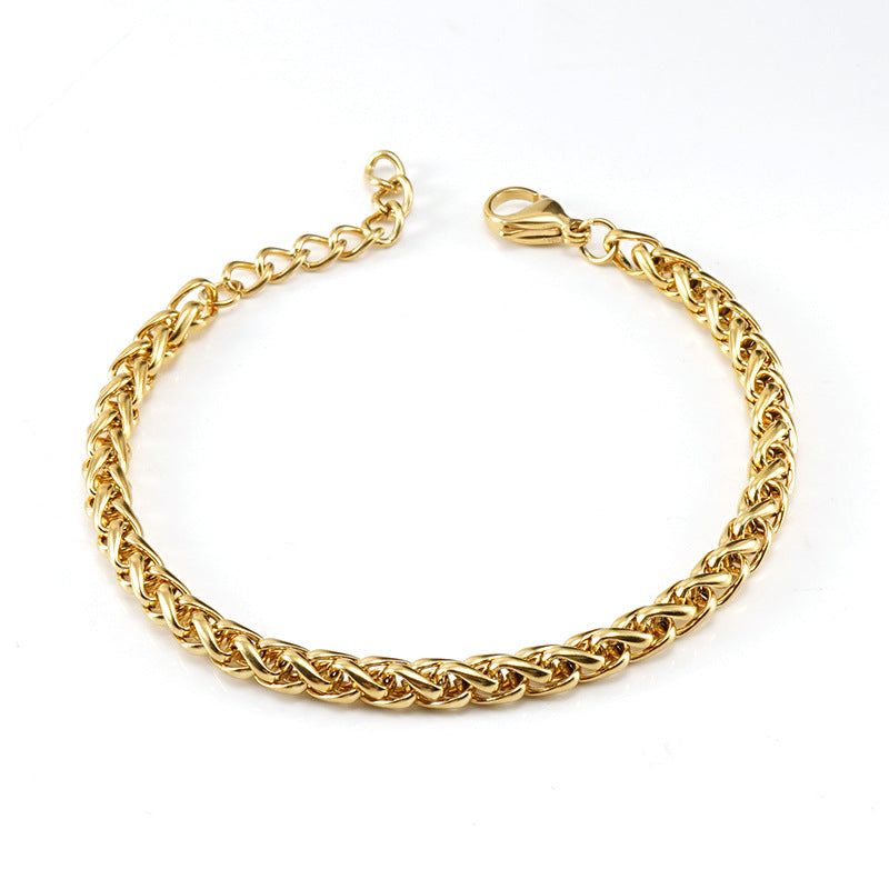 Women's & Men's Steel Keel Chain Fashionable Gold-plated Titanium Bracelets