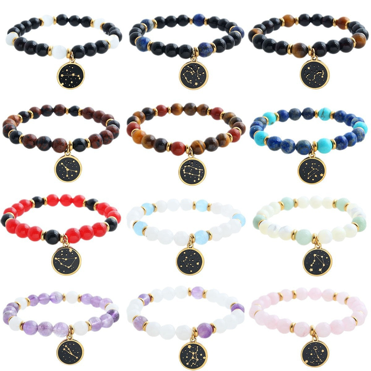 Beaded With Card Round Stainless Steel Gold Plated Drop Oil Bracelets