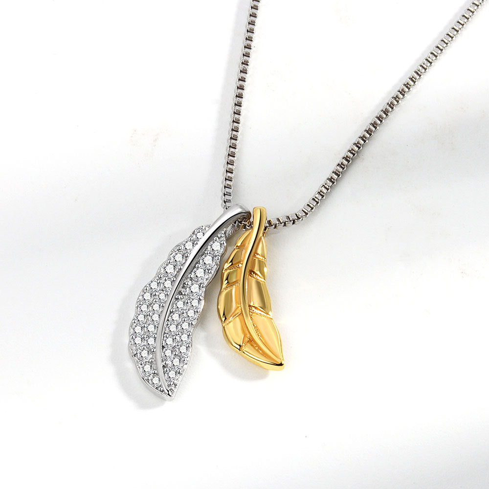 Light Luxury Temperament Sweater Chain Two-color Feather Female Necklace