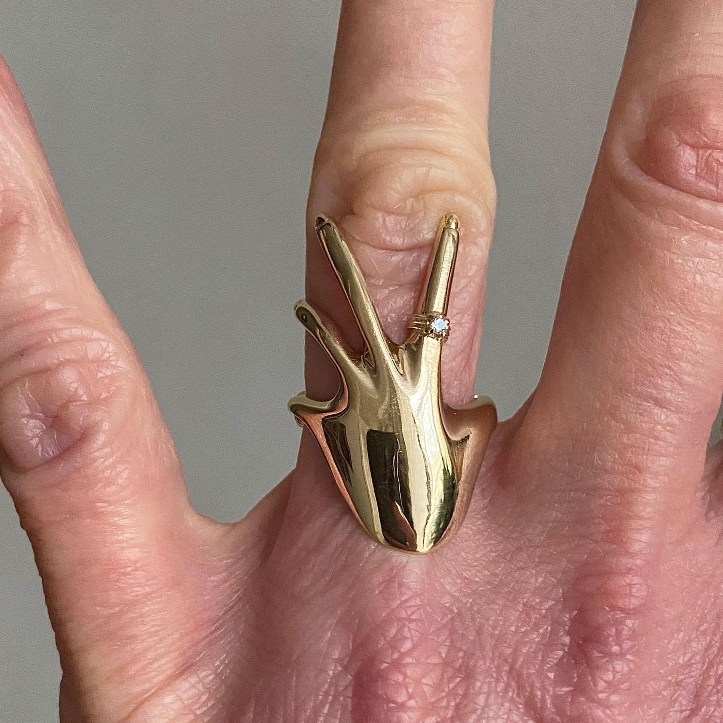Personalized Creative Palm Female Copper Inlaid Zircon Opening Index Rings