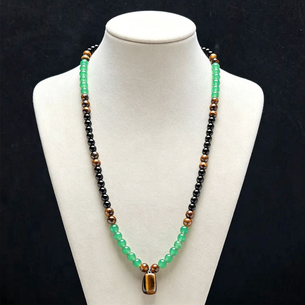 Women's & Men's Tigereye Square Plate Wealth Guard Beaded For Chinese National Pendants