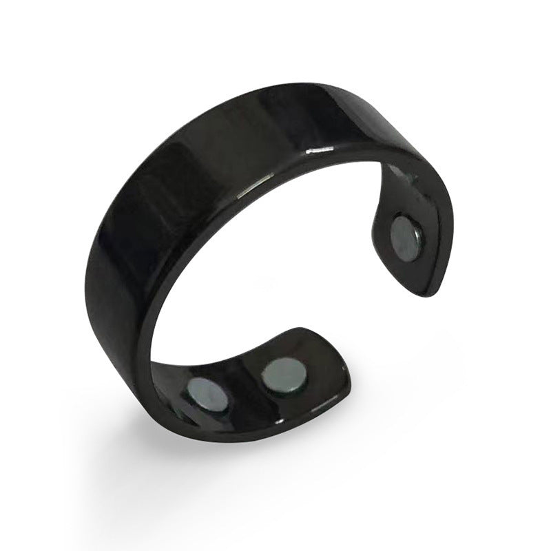 Men's Personalized Electroplating Rose Gold Double Magnetic Health Care Ring