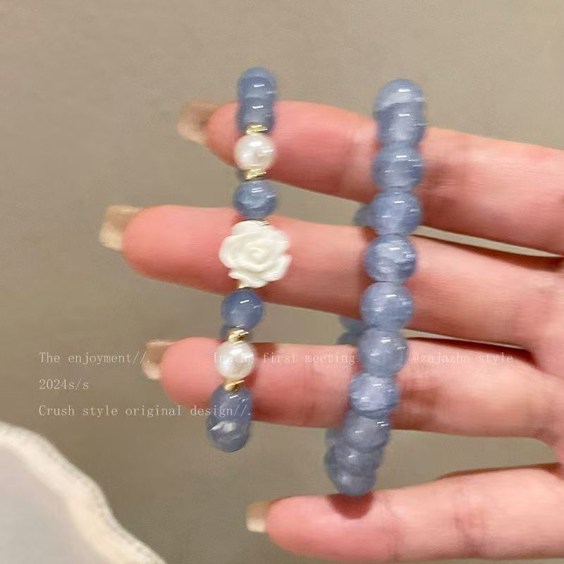 Luxury Aquamarine Camellia Design Good-looking Simple Bracelet