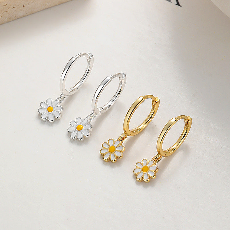 Women's Sterling Sier Sweet Fashion Daisy Ear Personality Earrings