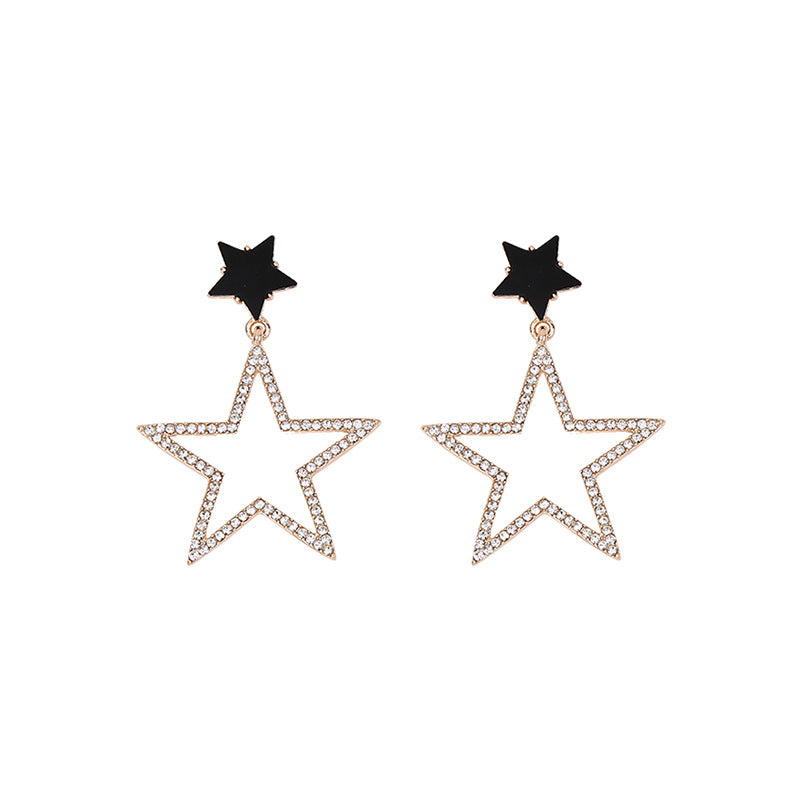 Sier Needle Pentagram High Profile Fashion Stud Earrings
