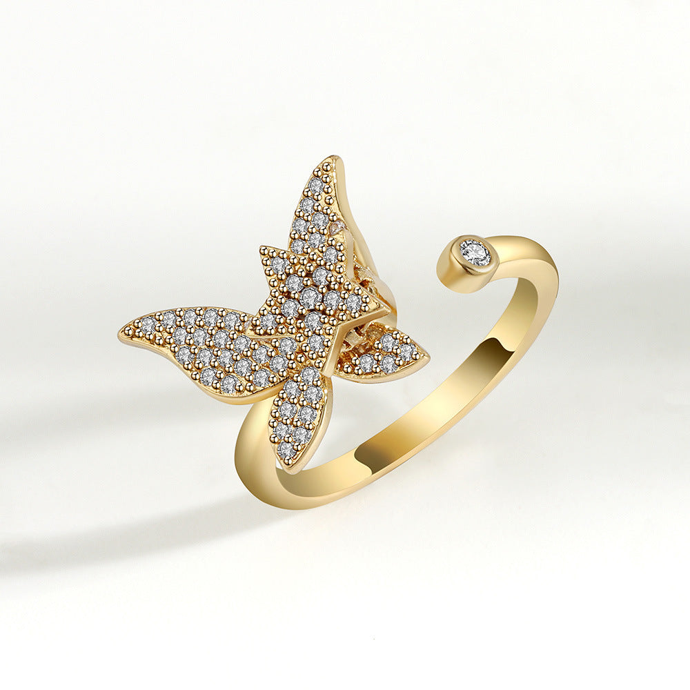 Rotatable Butterfly Female Cold Wind Niche Opening Ring