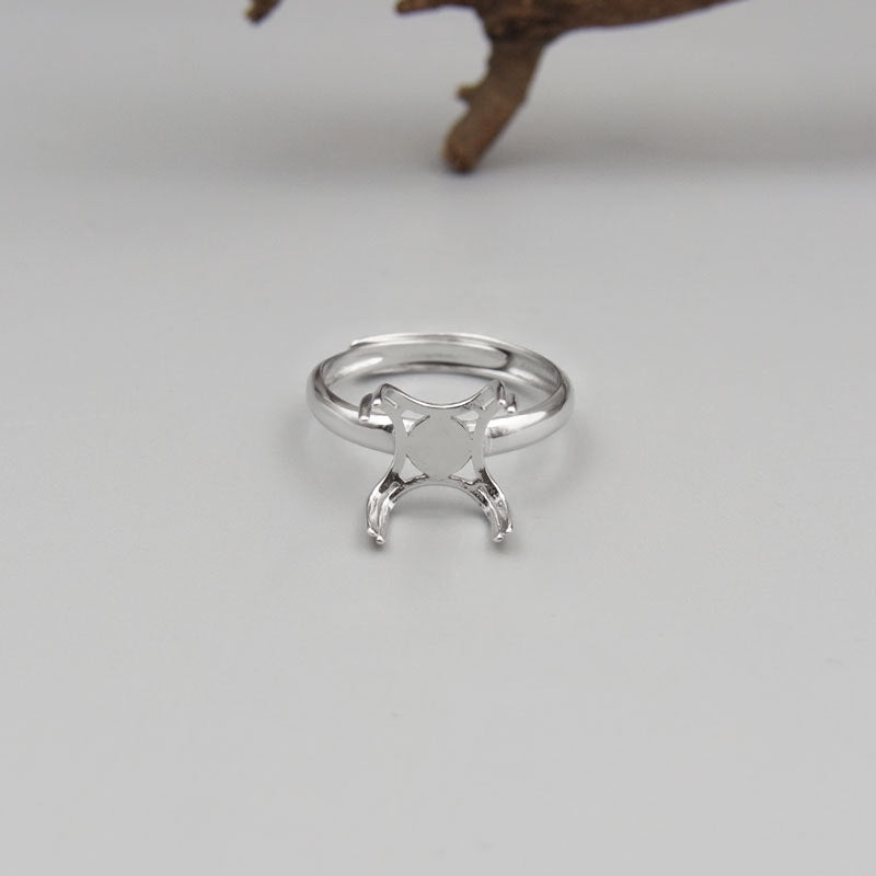Women's Sterling Sier Universal Setting Inlaid Processing Amber Ring