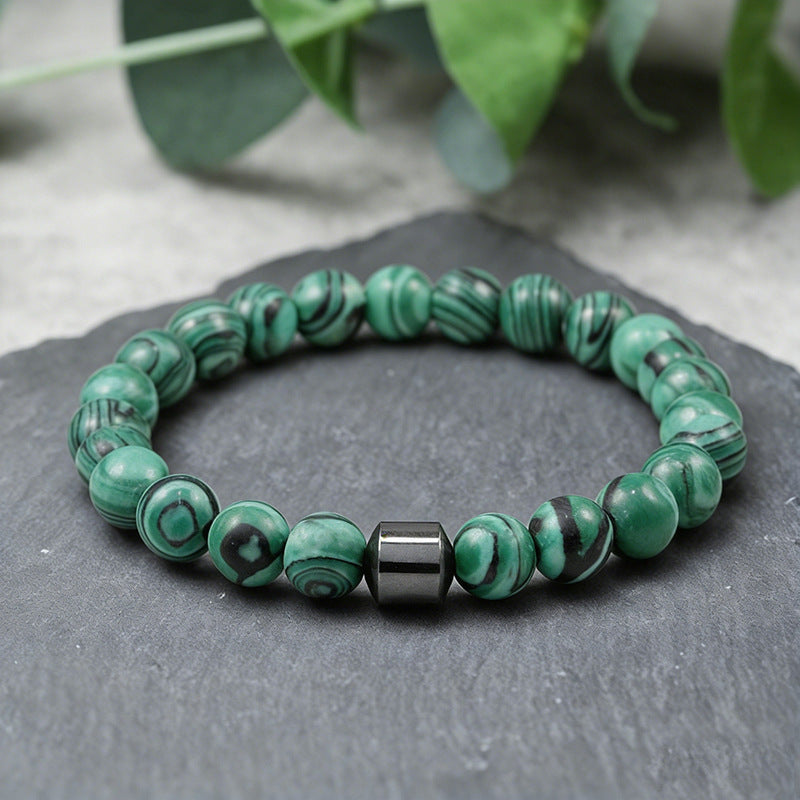 White Turquoise Tigereye Volcanic Rock Green Malachite Bracelet