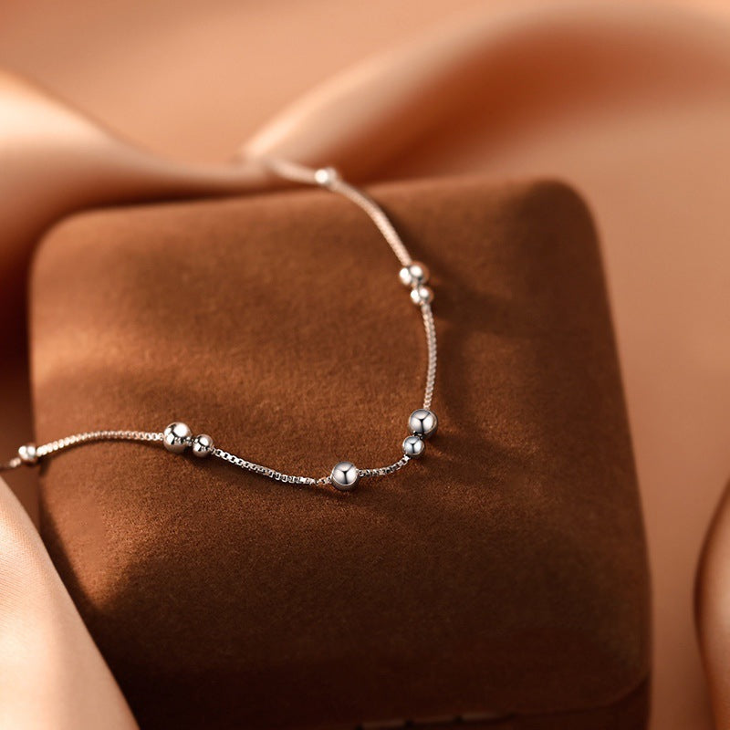 Sier Size Round Beads High-grade Simple Cold Bracelet