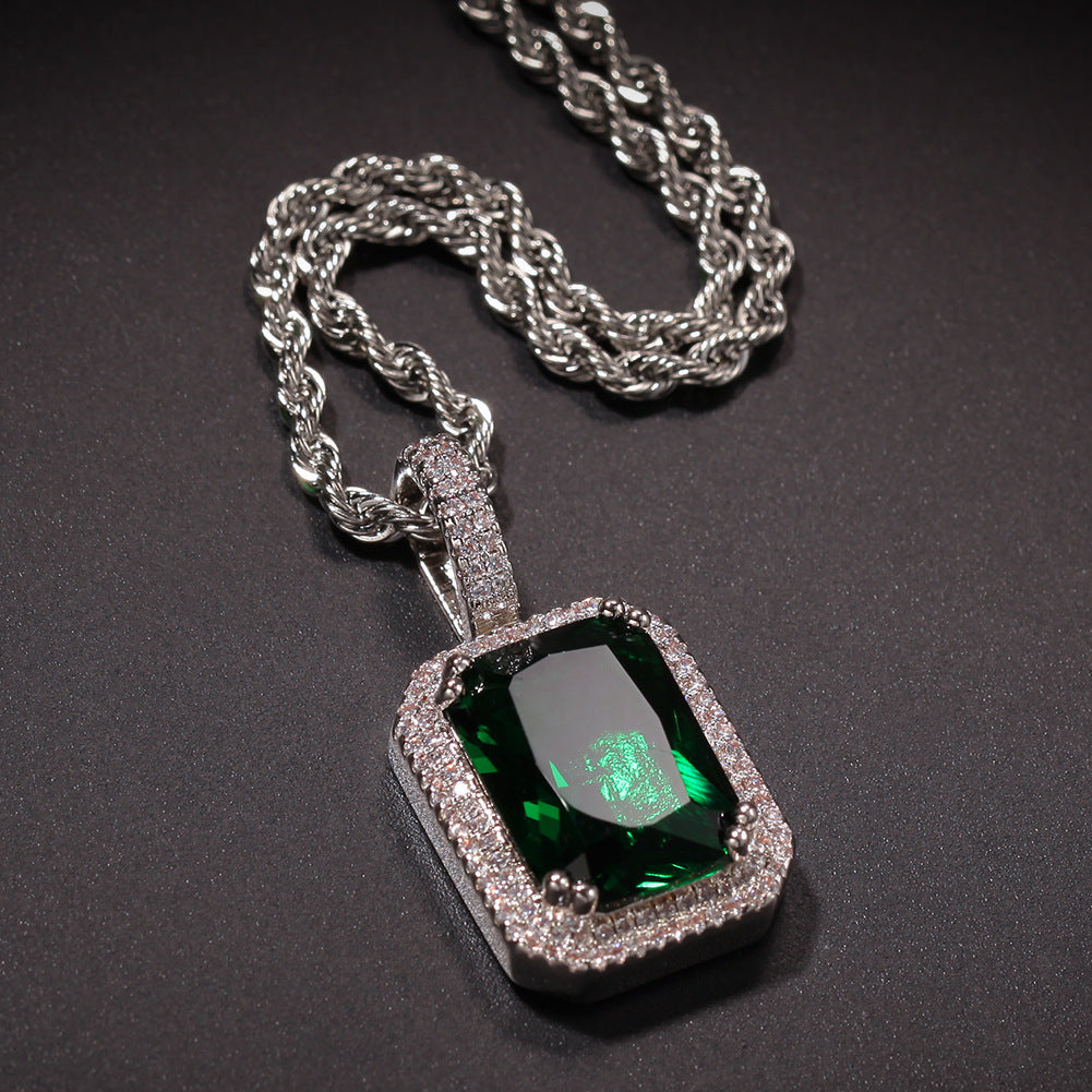 Fluorescent Square Solid Gemstone Niche Bag Necklaces