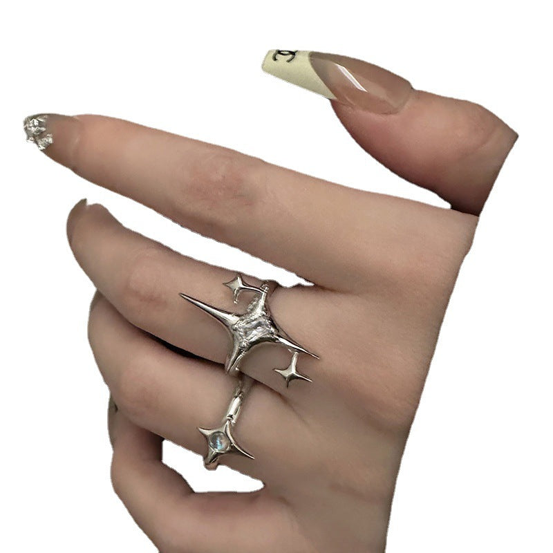 Luxury Zircon Stars Open Female Fashion Design High Rings