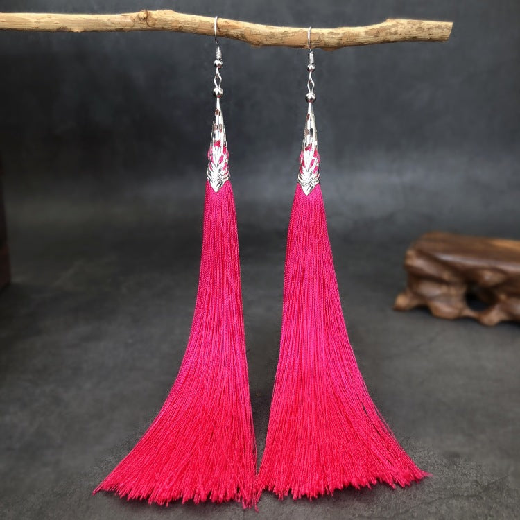 Women's Ethnic Style Tassel Classical Temperament Long Rings