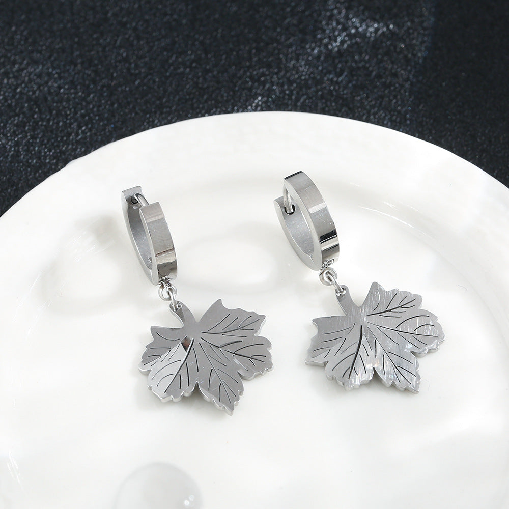 Trendy Titanium Steel Clover Ear Clip Earrings