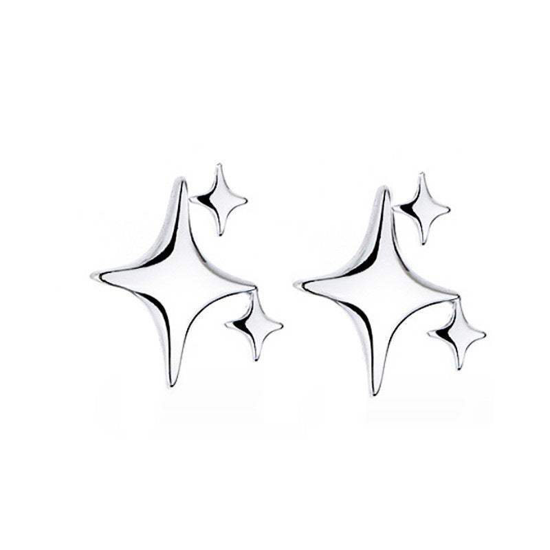 Three Four Stars Ear Street Style Cool Handsome Trendy Cross Stud Earrings