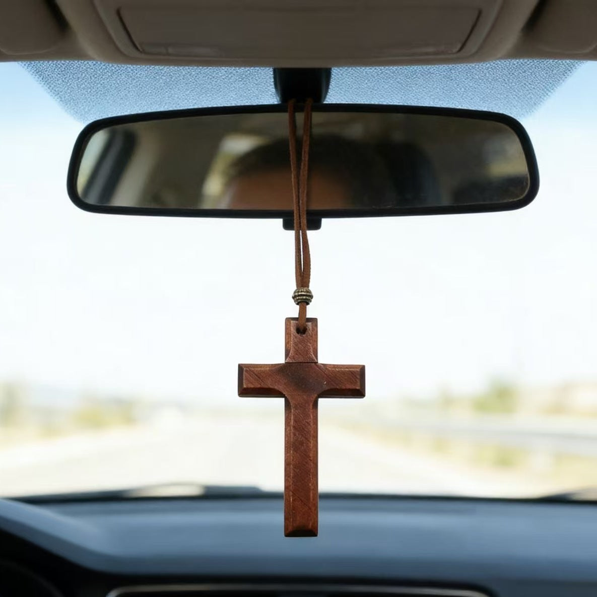 Retro Handmade Alloy Wood Cross Boys Necklace