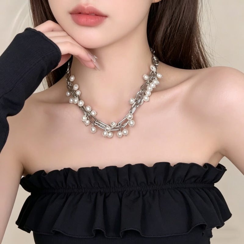 Women's Ball Beads Light Luxury French Retro Clavicle Chain Niche High Necklaces