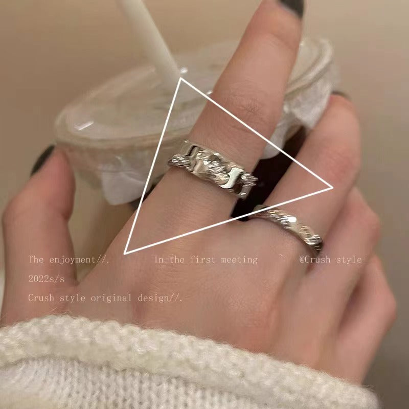 Open-end Zircon Female Cold Design Couple Rings