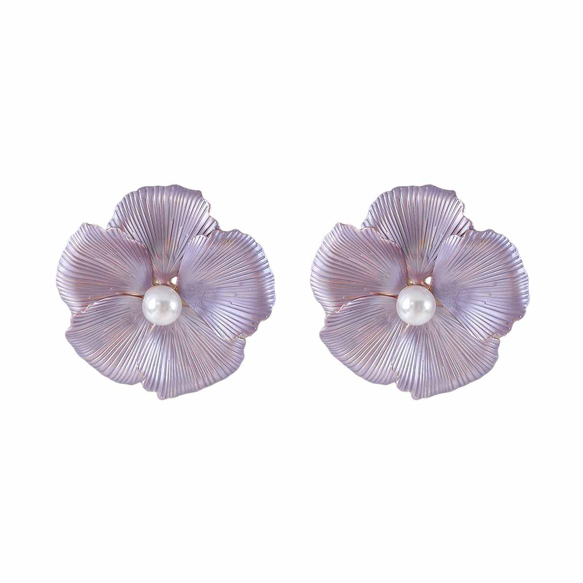 Women's Vacation Style Enamel Color Flower Pearl Light Luxury High-grade Earrings