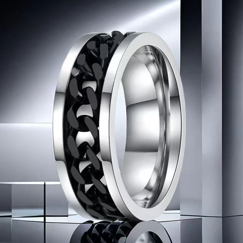 Men's Hip Hop Fashion Rotating Cold Niche Ring