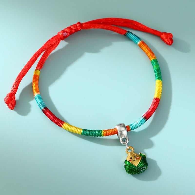 Children's Dragon Boat Festival Colorful Rope Hand-woven Alloy Small Tiger Carrying Bracelet