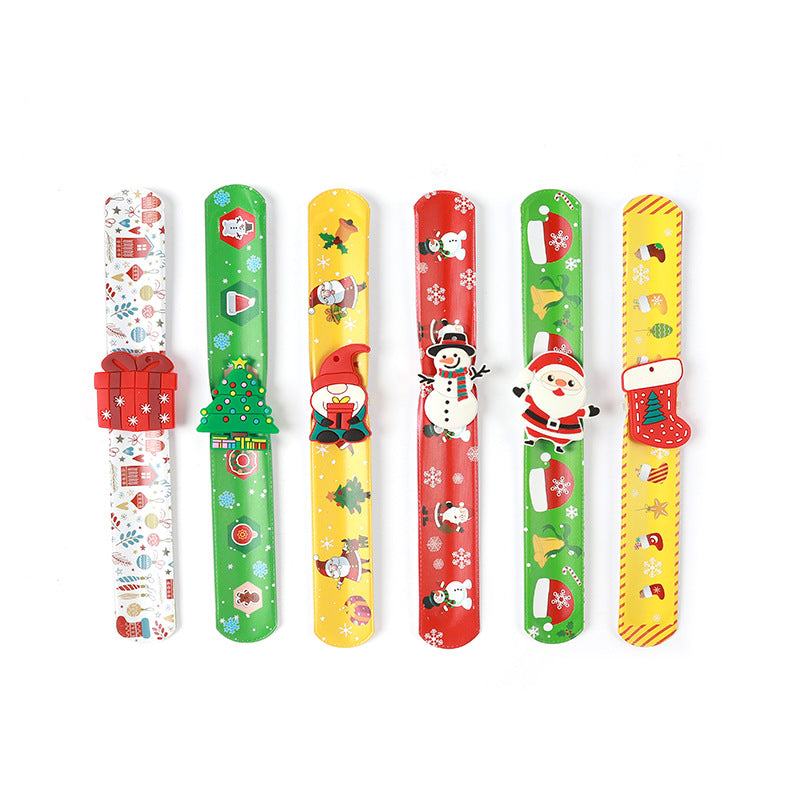 Children's Cute Cartoon Christmas Toy Pop Snowman Santa Claus Pat Bracelets
