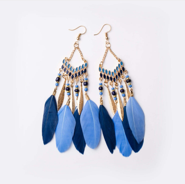 Bohemian Feather High-grade Yunnan Tourism Holiday Earrings