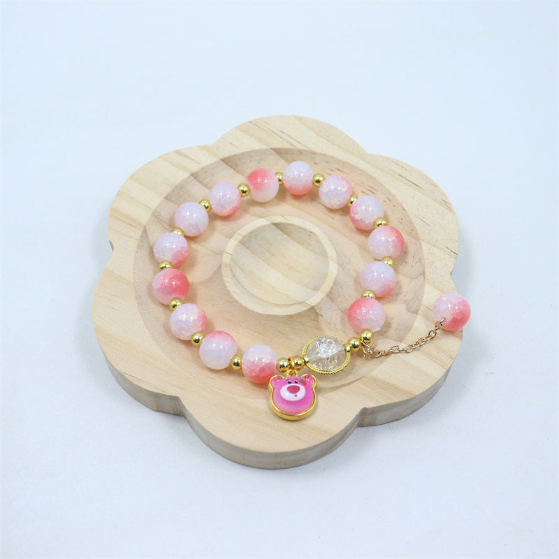 Two-tone Gradient Female Crystal Cartoon Panda Bracelets