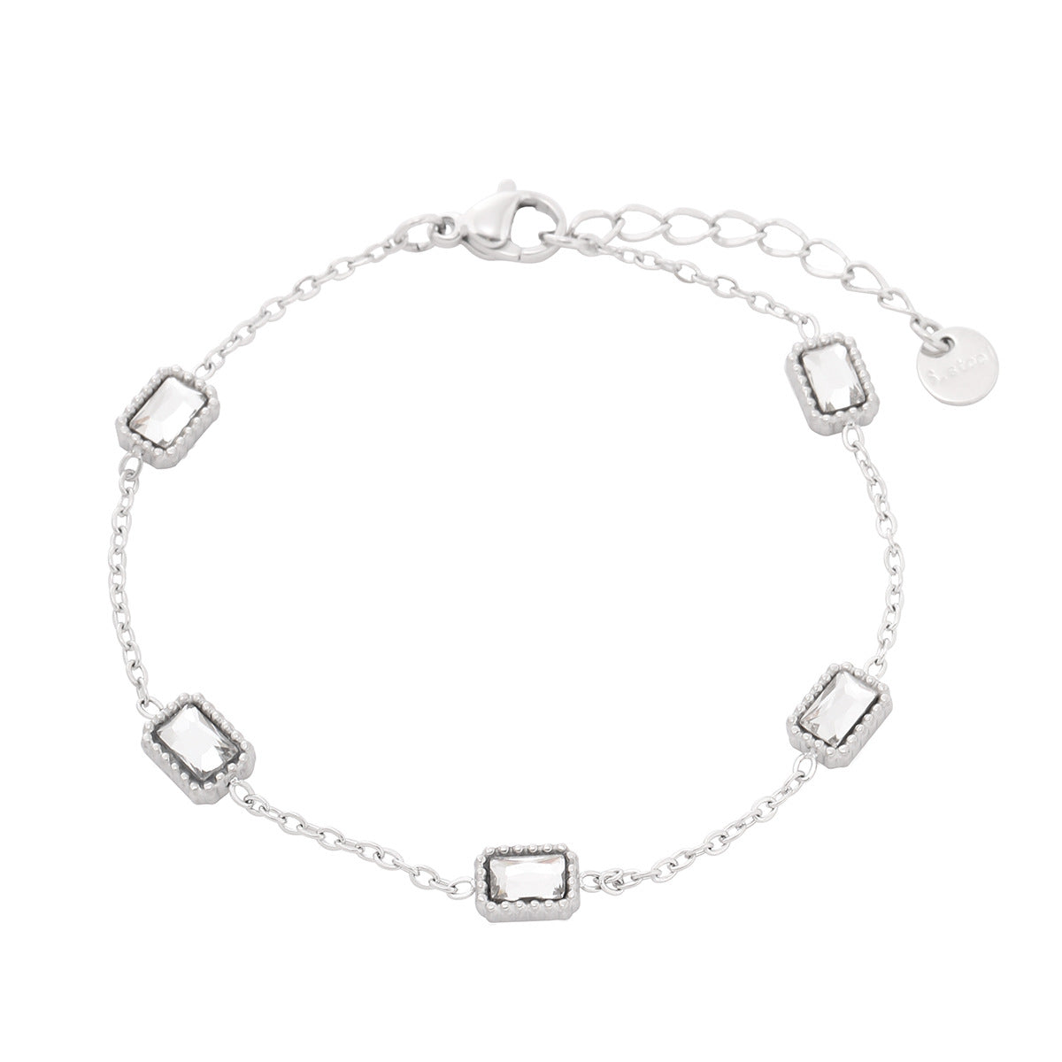Square Colorful Crystals Titanium Steel Female Affordable Luxury Fashion Bracelet