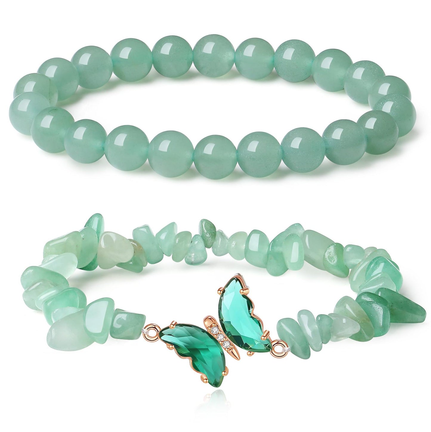 Simple Butterfly Natural Stone Crystal String Beads Bracelets