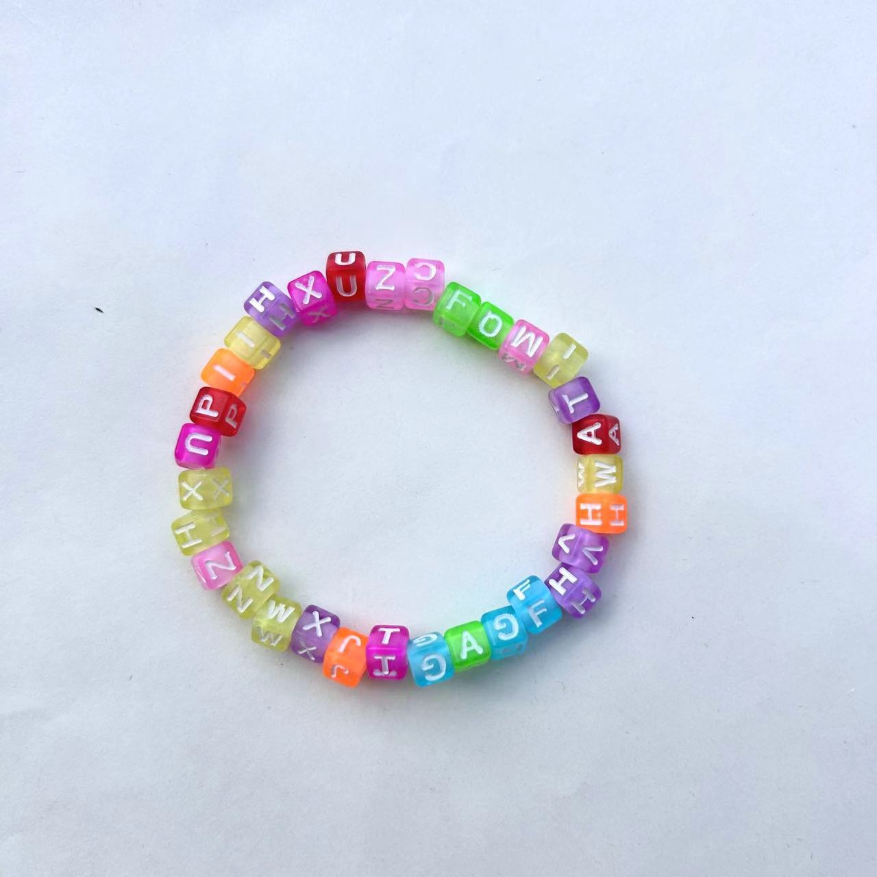 Children's Crack Bead Letter Candy Color Golden Balls Bracelet