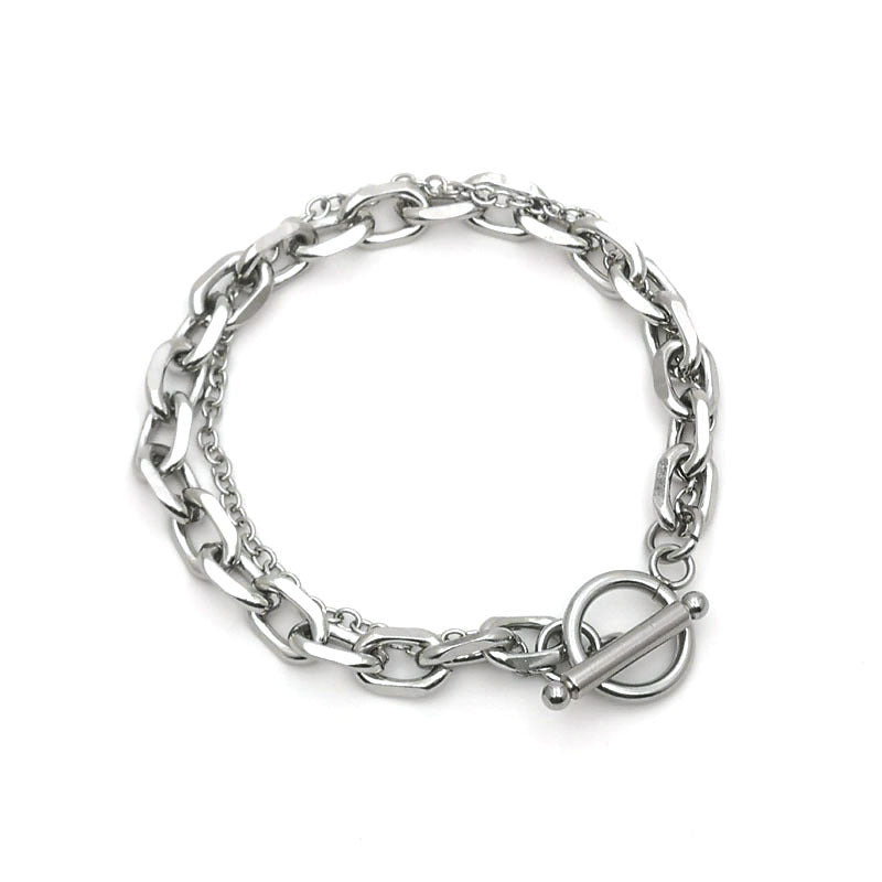 Women's & Men's Batch Angle O-shaped Stitching Titanium Steel Bracelet