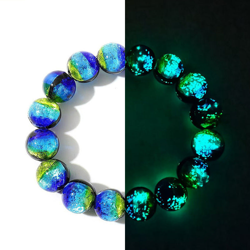Sier Foil Luminous Beaded Gradient Color High Bracelets