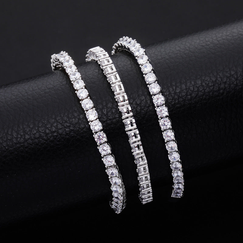 Women's & Men's Zircon Tennis Chain Spring Fastener Gold-plated Bracelets