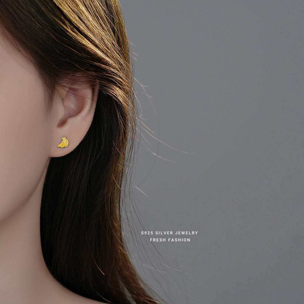 Women's For Cute Fruit Banana Cherry Orange Epoxy Fresh Earrings