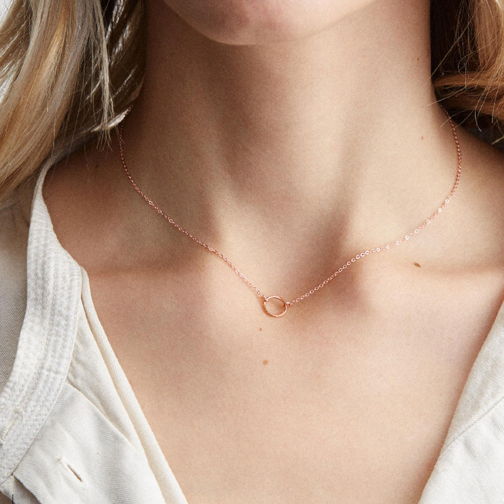 Stainless Steel Round Geometric Hollow Single Necklace