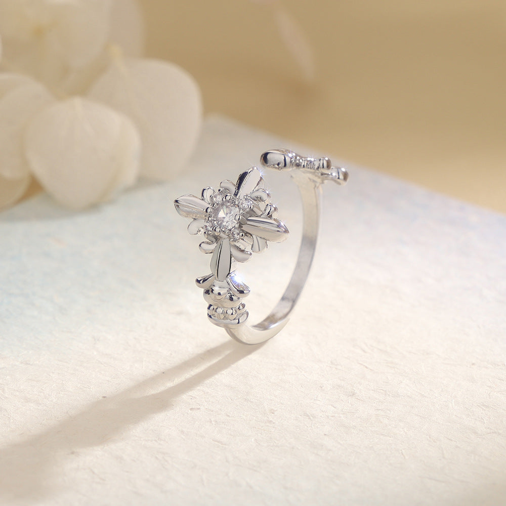 Key Zircon Cold Unisex Style Diamond Ring