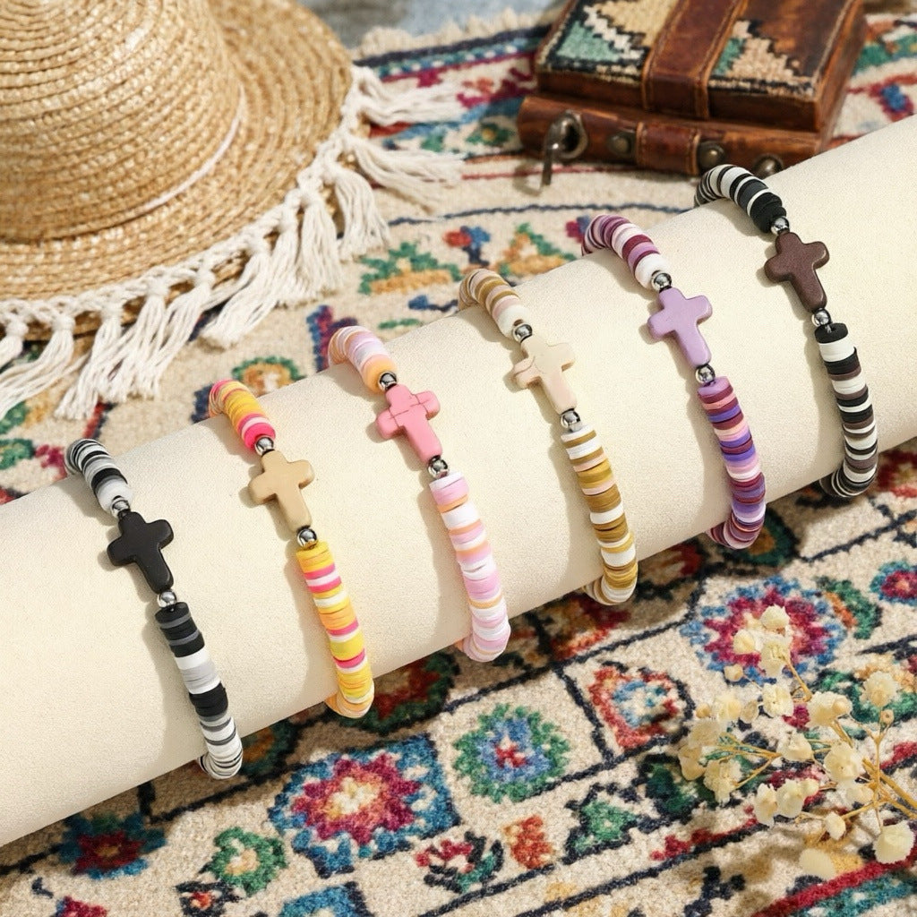 Women's Cross Bohemian Natural Stone For Polymer Bracelet