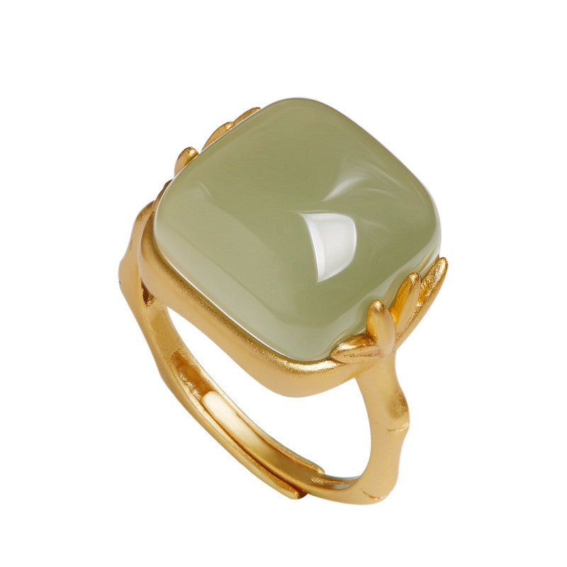 Jade Female Simple Graceful Chalcedony Emerald Rings