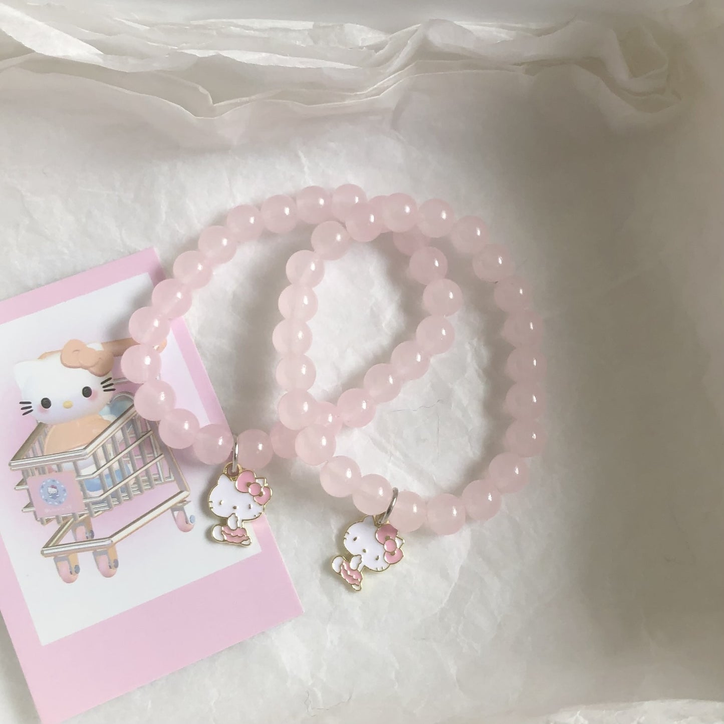 Cute Pink Kitten Heart Pure Desire Female Bracelet
