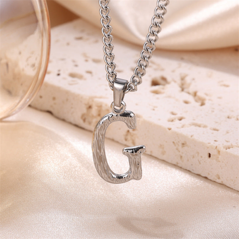 Textured Letters Design Sense Elegant Simple Necklaces