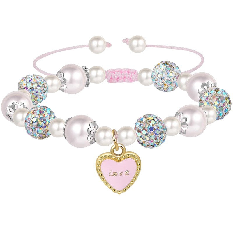 Fashionable Rhinestone Pearl Alloy Love Butterfly Bracelet