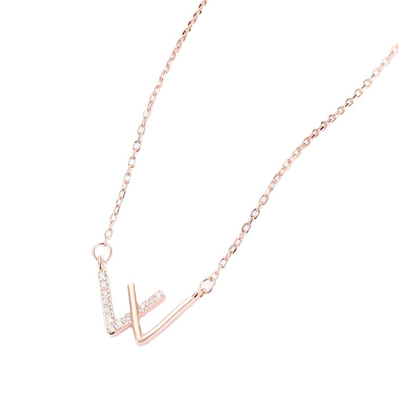 V-shaped Female Simple Design English Letter Necklaces