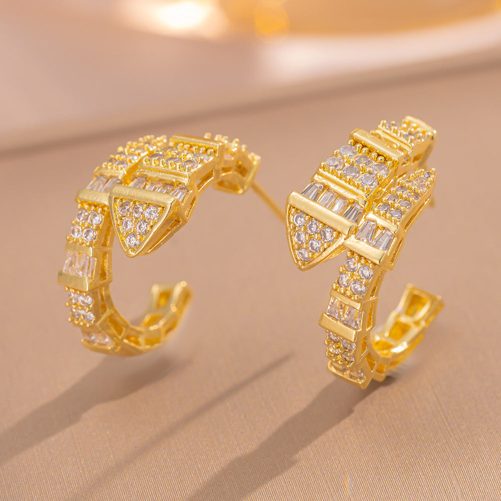 Simple Classic All Match Fashion Zircon Earrings