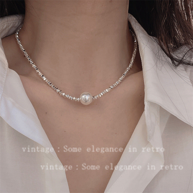 Small Pieces Of Sier Square Heart Design Light Luxury Irregular Necklace