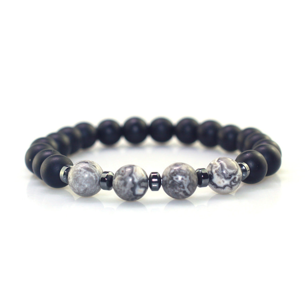 Frosted Black Agate Tiger Eye Meeting Bracelets