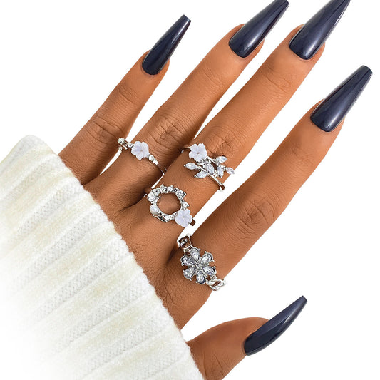 Women's Diamond Flower Fresh Alloy Niche High-grade Ring