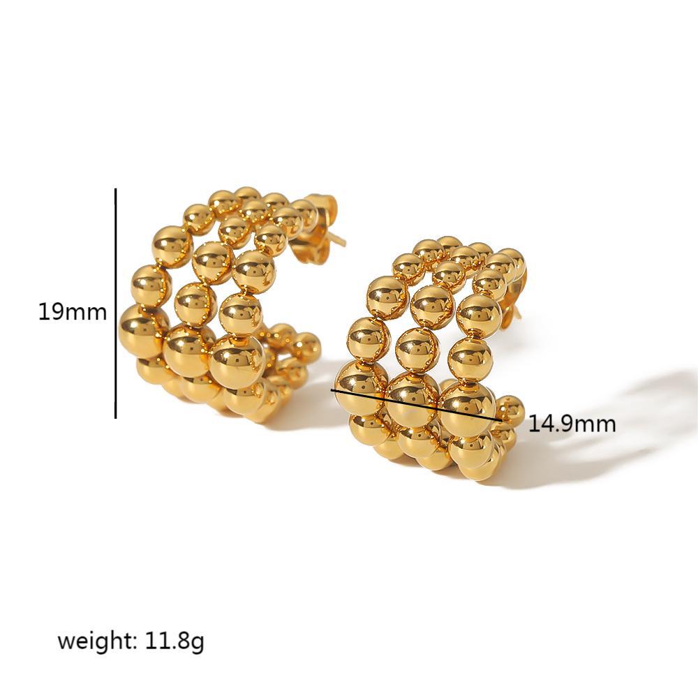 Luxury Design Round Beads Connection Shaped Earrings